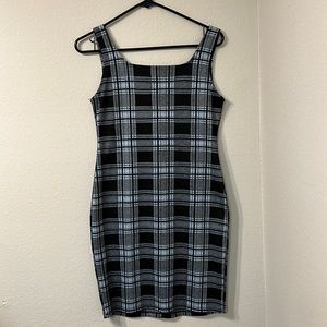 Blue and black tight short dress